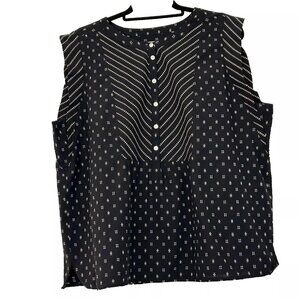 Talbots Textured Sleeveless Top size XL NWT Black